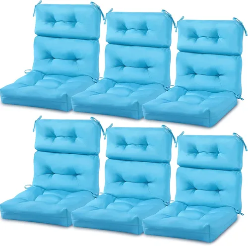 Miniatura 8 de Mixweer Paquete de 6 cojines para silla de respaldo alto para exteriores e interiores, cojines copetudos para asiento o respaldo, resistentes a