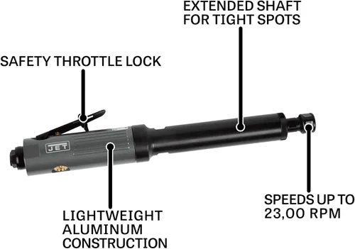 Miniatura 2 de JET Esmeriladora neumática de 1/4 pulgada extendida, 23000 RPM (Modelo JAT-402)