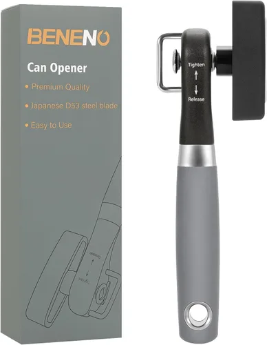Miniatura 8 de Beneno Abrelatas, Abrelatas Manual de Corte Lateral Seguro con Borde Liso y Hoja Afilada Duradera, Perilla que Ahorra Esfuerzo y Mango Agua