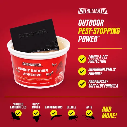 Miniatura 4 de Catchmaster Barrera de insectos para bandear árboles, cubeta de 15 onzas, trampas para hormigas y moscas de linternas, trampa adhesiva para insectos