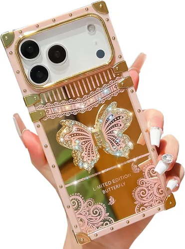 Miniatura 67 de Bonita funda compatible con Samsung Galaxy S22 Ultra, soporte plegable de lujo con diseño de mariposa brillante para mujeres y niñas, funda Blanco