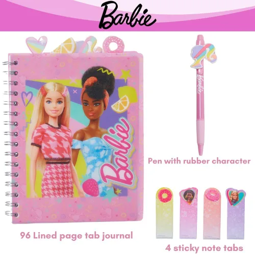 Miniatura 2 de Cuaderno de pestañas Barbie con espiral, lápiz boli, pestañas adhesivas, 96 páginas a rayas, rosa