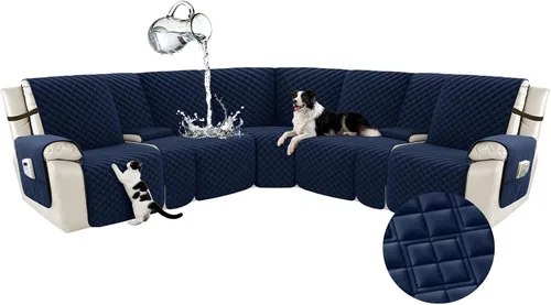 Miniatura 104 de Arfntevss Fundas para sofá seccional reclinable para sofá seccional en forma de L, funda antideslizante lavable para sofá reclinable con forma de L