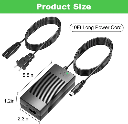 Miniatura 5 de Cargador de 42 V para batería de iones de litio Nakto de 36 V con enchufe RCA compatible con cable adaptador de alimentación de batería Nakto de 36 V