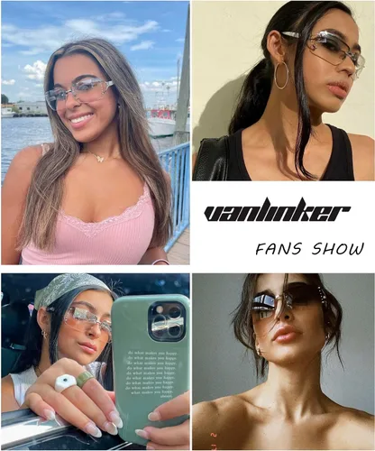 Miniatura 3 de VANLINKER Elegantes lentes de sol rectangulares sin marco para mujer