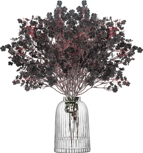 Uieke 6 paquetes de flores artificiales de aliento de bebé en tela, flores de seda falsas europeas, toque real, gypsophila artificial, ramo de Negro