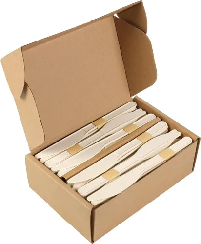 Miniatura 3 de Juego de cubiertos biodegradables de maíz, paquete de 120 cubiertos desechables, plástico de almidón de maíz compostable resistente para el hogar