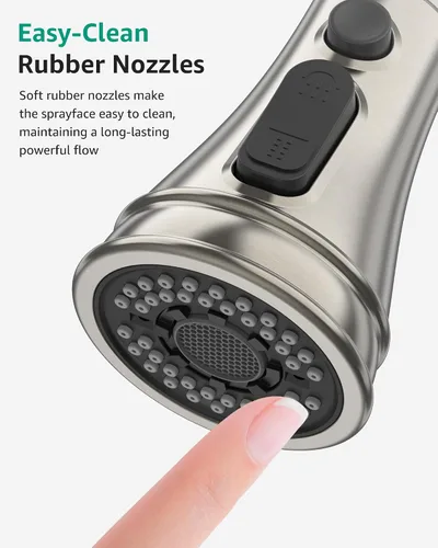 Miniatura 5 de Mbillion Reemplazo universal del cabezal del rociador de grifo de cocina de níquel cepillado, boquilla desplegable de 3 funciones con 14