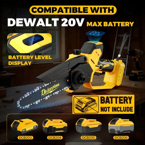 Miniatura 2 de Mini motosierra inalámbrica compatible con batería Dewalt de 20 V máximo, motosierra eléctrica pequeña de 6 y 8 pulgadas, sin escobillas, engrasador