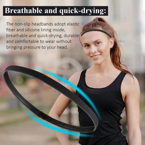 Miniatura 6 de Sumind 4 Pieces Thick Non-Slip Elastic Sport Headbands, Elastic Silicone Grip Exercise Hair and Sweatbands for Yoga