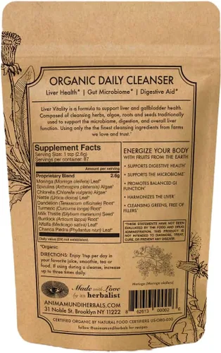 Miniatura 2 de Anima Mundi Apothecary Super Greens Powder - Vitalidad hepática - Superalimento orgánico y prebióticos herbales para desintoxicación del hígado