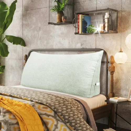 Miniatura 17 de Almohada de cuña para cabecero tamaño matrimonial XXL, almohada para respaldo de cama, cojín de respaldo para leer, ver la televisión, trabajar