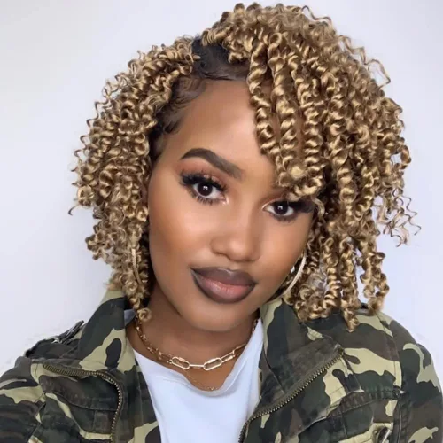 Miniatura 37 de Cabello de Ganchillo Pre-Retorcido Passion Twist para Mujeres Negras y Niños, Cabello Passion Twist Pre-Enrollado Trenzas Bohemias 4 Pulgadas 8