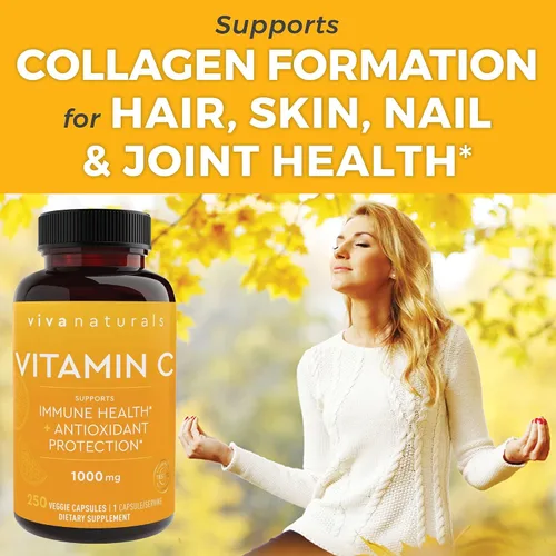 Miniatura 5 de Vitamina C Viva Naturals Premium Non-GMO con Bioflavonoides y escaramujos, 0.03527 oz, 250 cápsulas vegetales.