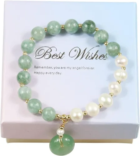 Miniatura 6 de Pulsera de perlas de jade birmano, pulsera elástica con cuentas de piedras preciosas, pulsera elástica, pulsera para mujer, Piedra