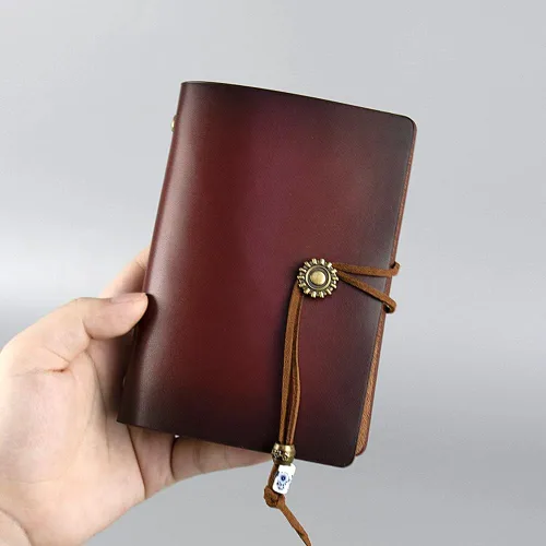 Miniatura 2 de AxeWoodz Diario de cuero A7, 80 hojas de relleno en blanco, cuaderno de cuero, cuaderno personal A7, carpeta planificadora, diario encuadernado