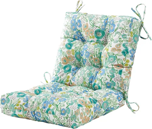 Miniatura 37 de BLISSWALK Cojines para sillas de exterior, 40 x 20 x 4 pulgadas, cojín de mimbre grueso con respaldo bajo y lazos para muebles de patio, floral