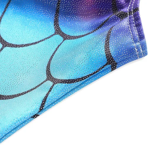 Miniatura 178 de HOZIY - Leotardos de gimnasia con pantalones cortos brillantes para niñas pequeñas; estampados de unicornio, aurora, arco iris, sirena, dinosaurio