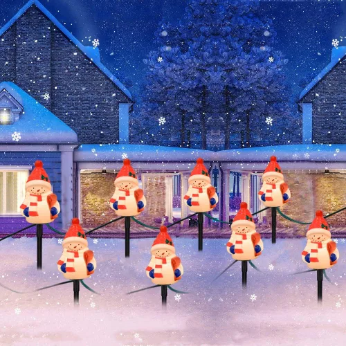 Miniatura 6 de GOOTHY 2 juegos de luces de camino de Navidad de muñeco de nieve, 7 pies C7 para exteriores con 8 estacas de muñeco de nieve, decoraciones