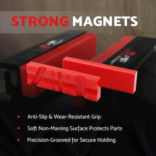 Miniatura 5 de S&F STEAD & FAST Mandíbulas suaves de 4.5 pulgadas para tornillo de banco con soporte en Z, 2 pares, almohadillas de mordaza fuertemente magnéticas