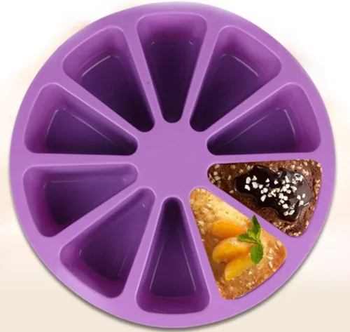 Miniatura 4 de Moldes de silicona para hornear, molde triangular de 10 cavidades, molde para rebanadas de pizza para pan de maíz, brownies, magdalenas, pudines