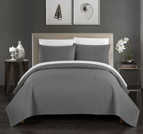 Miniatura 8 de Chic Home Weaverland - Juego de 2 fundas acolchadas geométricas de cheurón, fundas de almohada decorativas incluidas, individual, dorado