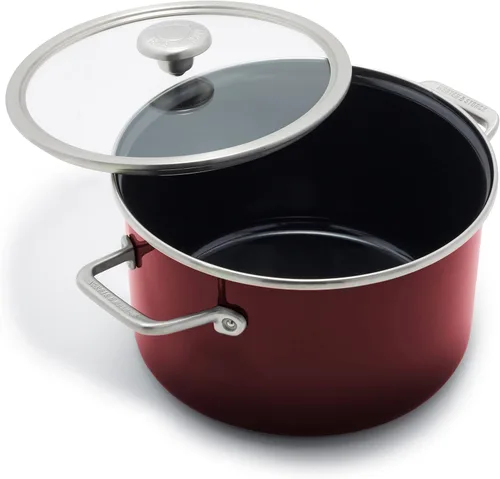 Miniatura 26 de Merten & Storck Utensilios de cocina esmaltados con núcleo de acero hecho a mano europea, sartén de 3 cuartos de galón con tapa, inducción, sin PFAS