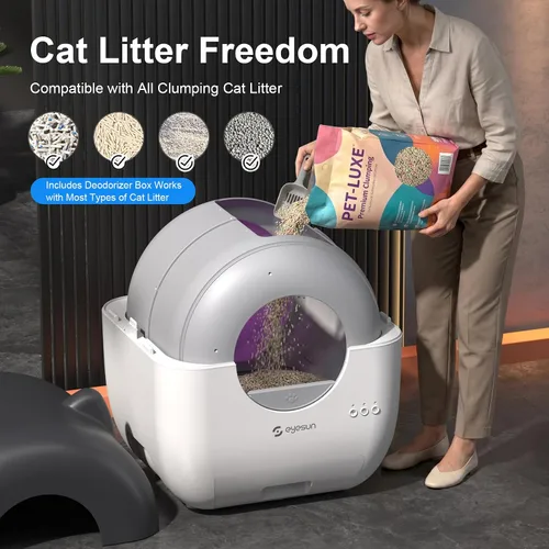 Miniatura 6 de Caja de arena autolimpiante, caja de arena automática para gatos de 76 litros con control de aplicación, bajo ruido, protección de seguridad, bolsas