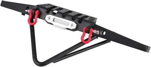 Parachoques delantero RC Crawler, construcción de acero con luces LED integradas, pieza de actualización de coche RC, para aventuras todoterreno