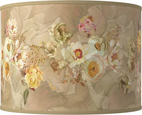 Pantalla de lámpara con impresión de tambor giclée de tapa dura, color marrón, grande de 15.5 pulgadas superior x 15.5 pulgadas inferior x 11