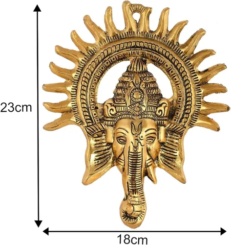 Miniatura 4 de INDACORIFY Estatua de Lord Ganesha Idol con Lord Surya, lo mejor para colgar en la pared para escultura de energía positiva para decoración