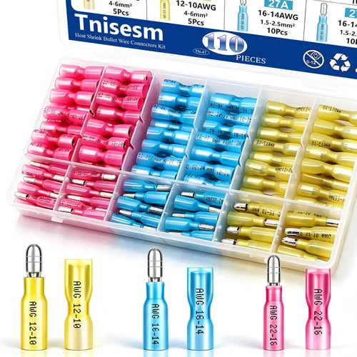 Miniatura 11 de Tnisesm Kit surtido de conectores de crimpado de alambre aislado con anillo, pala, tope, desconexión rápida, terminales de cable automotriz de 280
