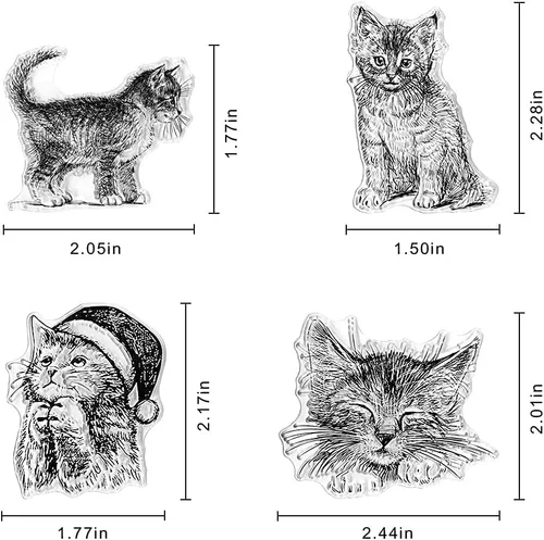 Miniatura 2 de Hying Sellos transparentes de gatos navideños para hacer tarjetas, álbumes de recortes, manualidades, decoraciones de invierno, sellos de fondo
