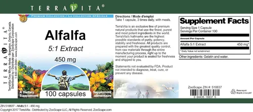 Miniatura 4 de Terravita Alfalfa 5:1-450 mg (100 Cápsulas, ZIN: 518837)