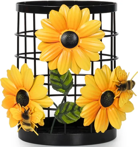 BESZONE Soporte para Utensilios de Girasol Decoración de Cocina de Girasol y Accesorios Decoración de Cocina Amarilla Organizador de Utensilios para