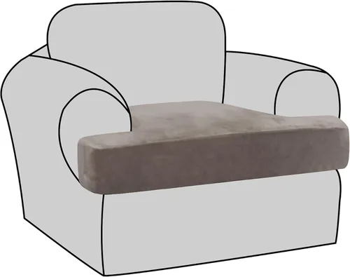 Miniatura 10 de H.VERSAILTEX Fundas de terciopelo elástico para silla con cojín en forma de T para sala de estar, funda de sofá, funda de asiento con cojín