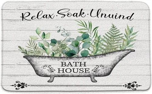 Miniatura 7 de GCTNBJL Tapete de baño con diseño floral de hojas verdes, flores rosas, bohemio, botánico, tropical, hojas bohemias, plantas, naturaleza, negro