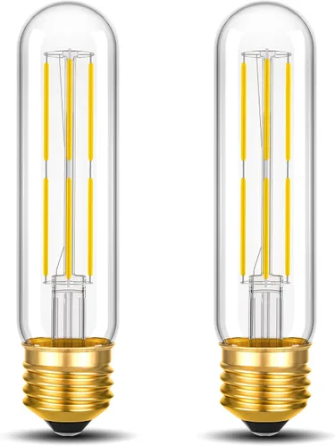 Miniatura 11 de ToBeGreat Bombilla LED T10 equivalente a 4 W, equivalente a 40 W, 2200 K ámbar blanco cálido, bombilla de filamento Edison tubular E26, luz de tubo