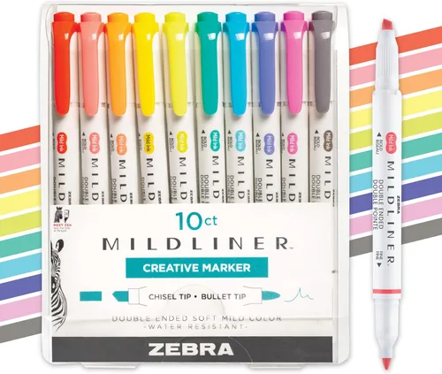 Miniatura 35 de Zebra Pen Mildliner - Resaltador de doble punta, puntas gruesas y finas, Azul