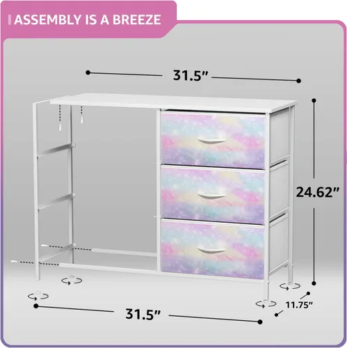Miniatura 3 de Sorbus Cómoda para Niños con 6 Cajones – Organizador Cómoda de Almacenamiento Mesa de Noche – Marco de Acero, Superficie de Madera, Contenedores