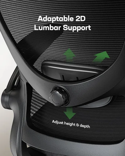 Miniatura 6 de Marsail - Silla ergonómica de oficina con soporte lumbar ajustable, reposabrazos de poliuretano ajustables en 3 direcciones y respaldo de malla