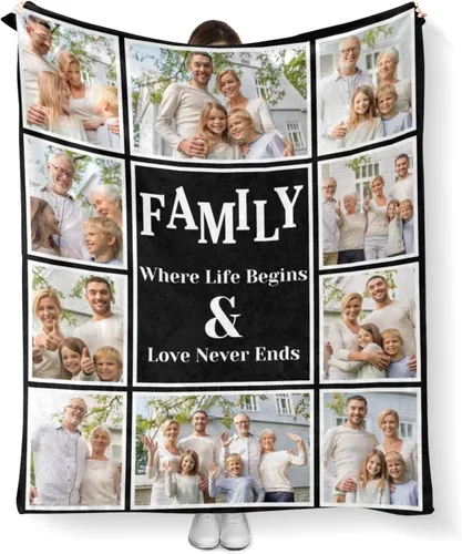 Miniatura 9 de Mantas personalizadas con fotos, manta personalizada con imagen para familia, mamá, papá, parejas, bebé, manta de fotos personalizada con collage