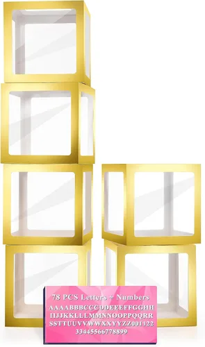 Cajas de bebé con letras, 6 cajas de globos transparentes con 78 letras y números, cajas transparentes con nombres para baby shower, cumpleaños,