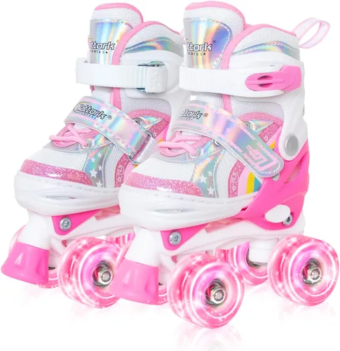 Miniatura 8 de Nattork - Patines de ruedas para niñas, patines cuádruples ajustables en 4 tallas con todas las ruedas iluminadas - El mejor regalo de cumpleaños