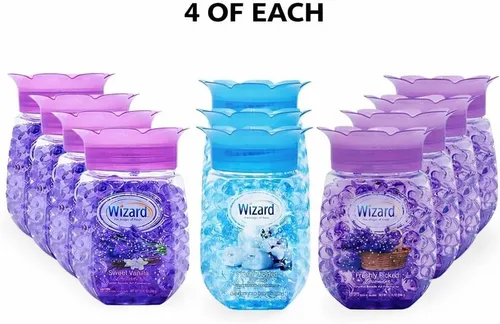 Miniatura 2 de WIZARD - Perlas de gel eliminadoras de olores, 12 onzas, paquete de 12 ambientadores para baño. Habitaciones, por áreas y ambientadores