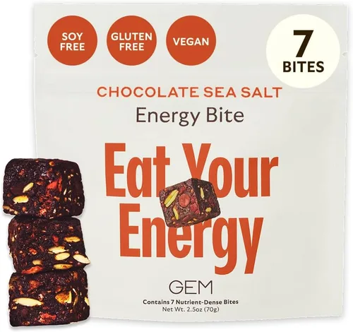 GEM Energy Caffeinated Bite | Energía Holística y Sostenida | Apoya el Metabolismo, la Estamina y la Resistencia | 40 mg de Cafeína, Raíz de