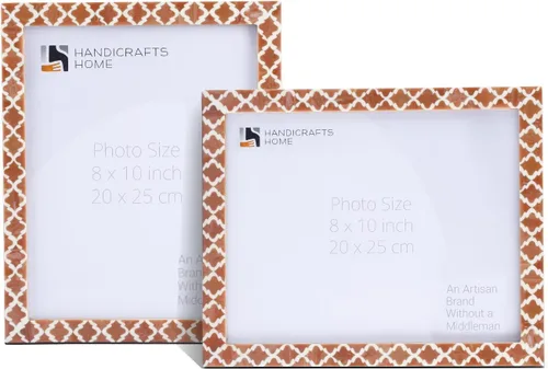 Miniatura 14 de Juego de 2 marcos de fotos hechos a mano con incrustaciones de resina, marcos de fotos decorativos marroquíes marrones y blancos de 4 x 6 pulgadas