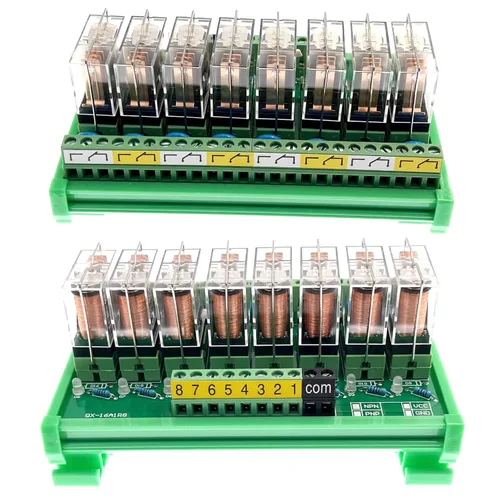 Miniatura 8 de Módulo de interfaz de relé de montaje en carril de 8 canales AC/DC 12V Relé de potencia enchufable PNP NPN SPDT 16A, G2R-1-E