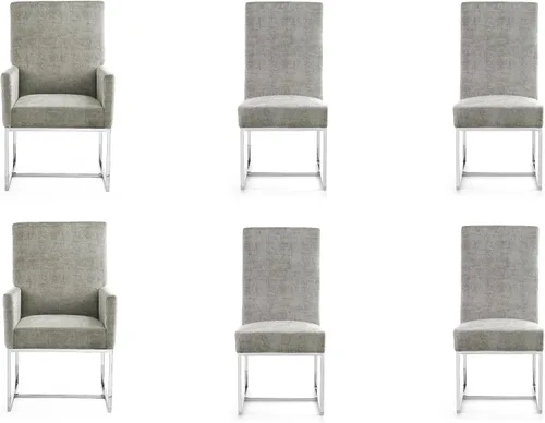 Miniatura 14 de Manhattan Comfort Element Mid Century - Silla de comedor tapizada moderna, juego de 6, color azul