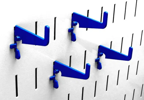 Miniatura 7 de Wall Control Paquete de ganchos medianos de 1-7/8 pulgadas, ganchos de metal ranurados para tablero de clavijas y tablero de herramientas ranurado